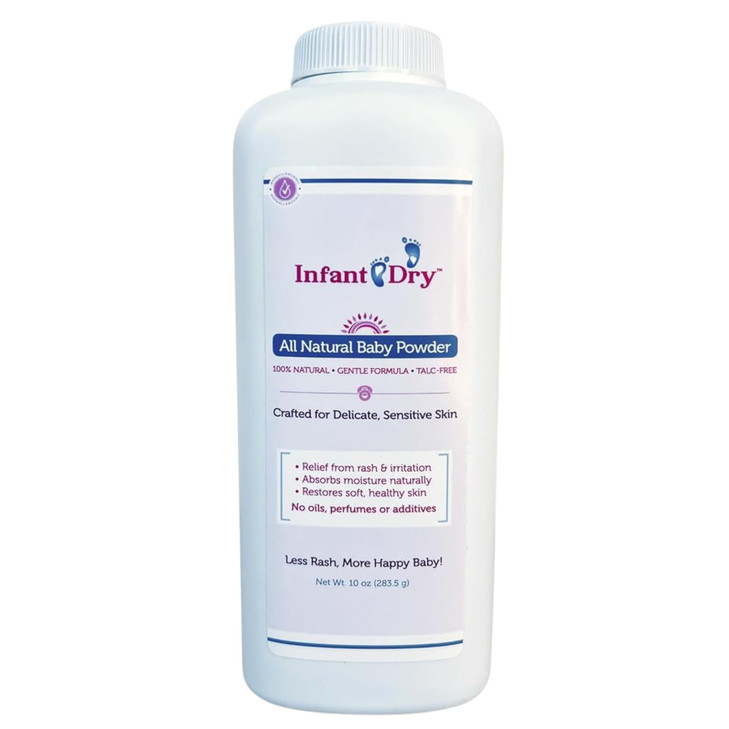Infant Dry All Natural Baby Powder 10 Oz Gentle Formula Talc Free All Natural and Unscented Dusting Powder for Sensitive