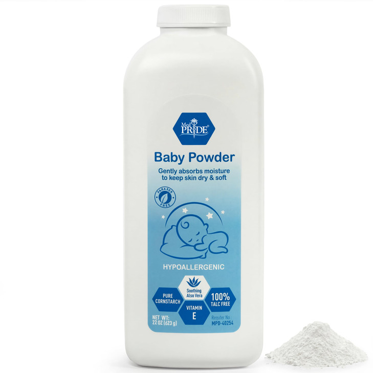 MED PRIDE Baby Powder Talc Free Cornstarch Formula with Aloe Vera and Vitamin E Hypoallergenic Skin Care for Diaper Chan