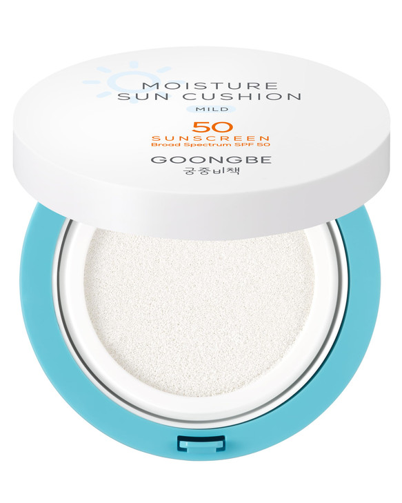 GOONGBE Moisture Sun Cushion Mild SPF 50 Korean Moisturizing Soothing Zinc Oxide Mineral Sunscreen Travel Friendly Sun C