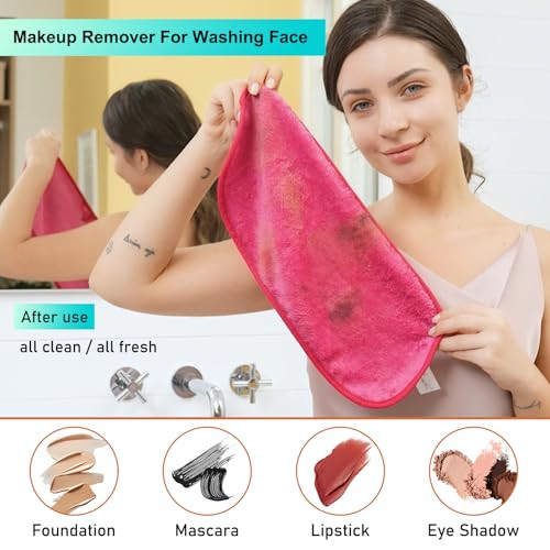 Makeup Remover Cloth Clean Towel, Reusable Facial Cleansing Towel - Chemical Free, Remove Makeup Instantly with Just Water - Money-back Satisfaction