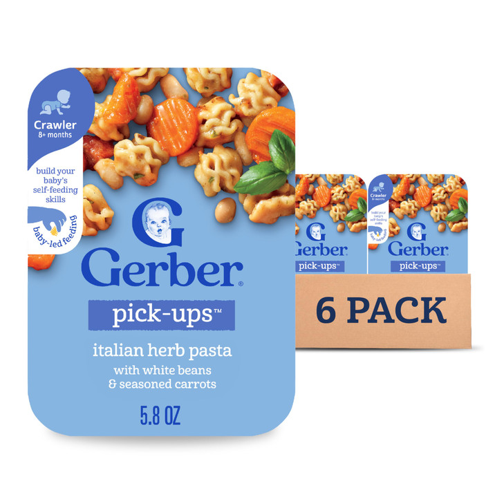 Gerber Baby Food Stage 3 Food for Babies Toddlers Baby Led Feeding Finger Foods for Babies Italian Herb Pasta 6 Pack