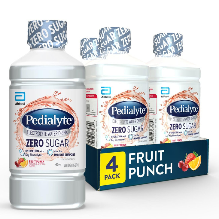 Pedialyte Electrolyte Water with Zero Sugar Hydration with Key Electrolytes Great Hydration Low in Calories Fruit Punch