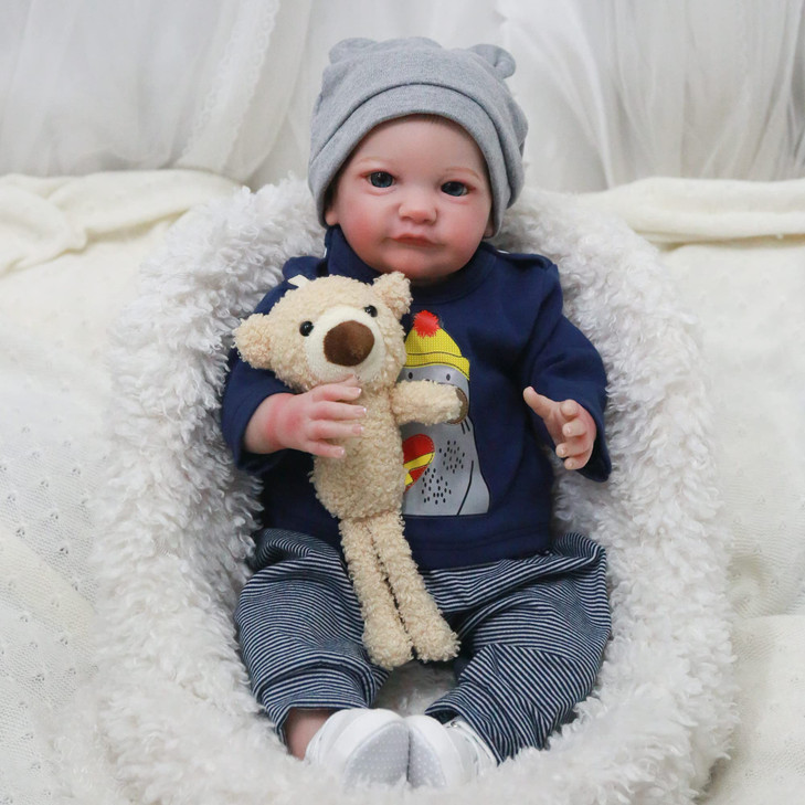 WOOROY Realistic Reborn Baby Dolls Boy 19 Inch Lifelike Newborn Baby Dolls Handmade Real Life Baby Dolls Reborn Toddler