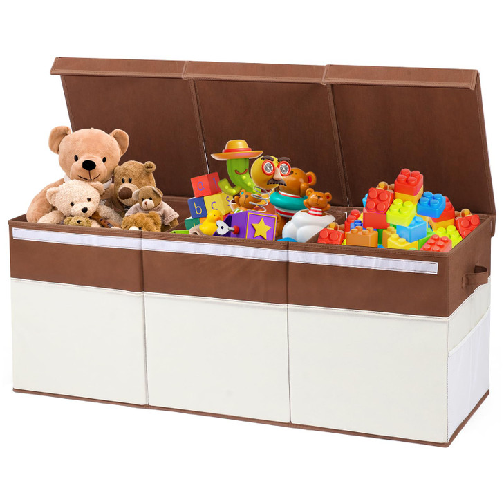 FIIOEOY Extra Large Toy Box with Lids Collapsible Toy Storage Organizer with Divider for Kids Sturdy Toy Chest for Bedro