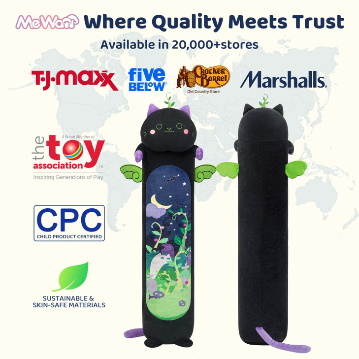Mewaii Long Cat Plush 5 Sizes 120 Extra Filling Giant Plushness Kids Body Pillow Kawaii Cute Black Cat Stuffed Animals P