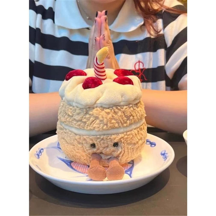 EASELR WeightedPlush 12 Birthday Cake Plush Cute Smile Cake Pillow Stuffed Animals Funny Soft Food Plushies Toy for Gift