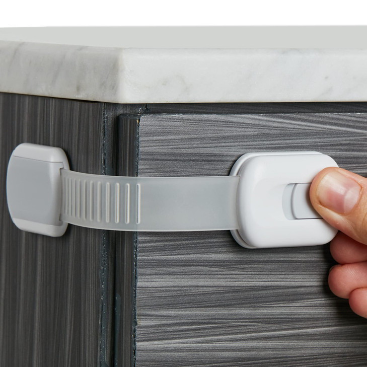 Child Safety Strap Locks 8Pack Baby Locks for Cabinets and Drawers Toilet Fridge More 3M Adhesive Pads Easy Installation