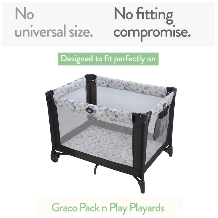 Pack and Play Sheets Fitted Compatible with Graco Pack n Play Playard Crib and Other 27 x 39 Inch Playpen Mattress Snugg