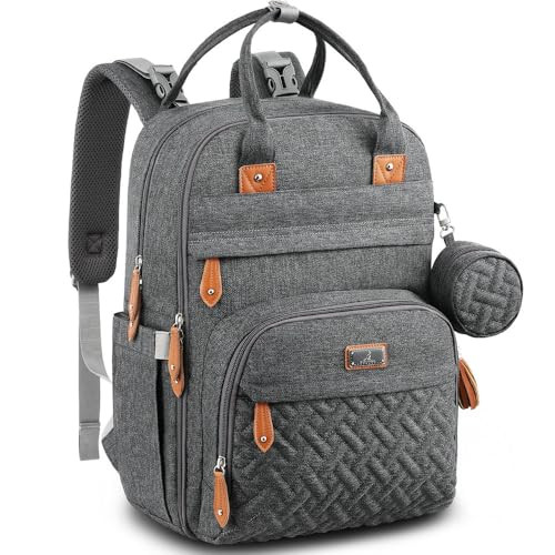 BabbleRoo Diaper Bag Backpack Baby Essentials Travel Tote Multi Function Water Resistant Diaper Bag Travel Essentials Ba