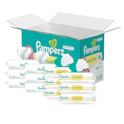Pampers Sensitive Baby Wipes Water Based Hypoallergenic and Unscented 8 FlipTop Packs 4 Refill Packs 1008 Wipes Total