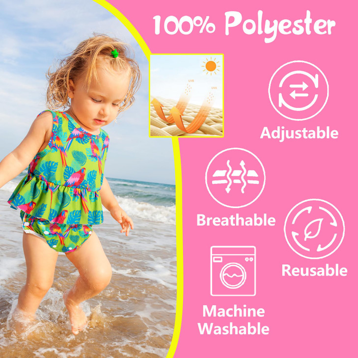 Babygoal Baby Girl Swim Diapers 3 Pack for 8M3T Babies and Toddlers Reusable Adjustable Washable for Swimming LessonsFlo