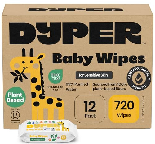 DYPER Baby Wipes Unscented 720 Count 99 WaterBased Hypoallergenic Baby Wipes Made with PlantBased Materials Gentle for S