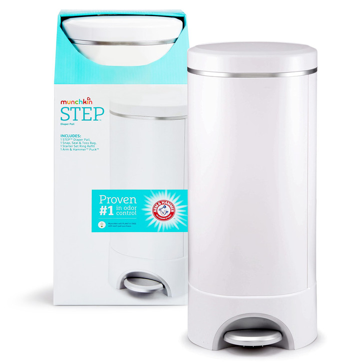 Munchkin STEP Diaper Pail Powered by Arm Hammer 1 in Odor Control AwardWinning Includes 1 Snap Seal Toss Bag 1 Starter R