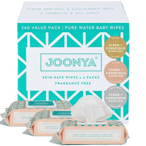 JOONYA Unscented Baby Wipes PlantBased FragranceFree Diaper Wipes Hypoallergenic NonToxic Compostable Biodegradable Wet