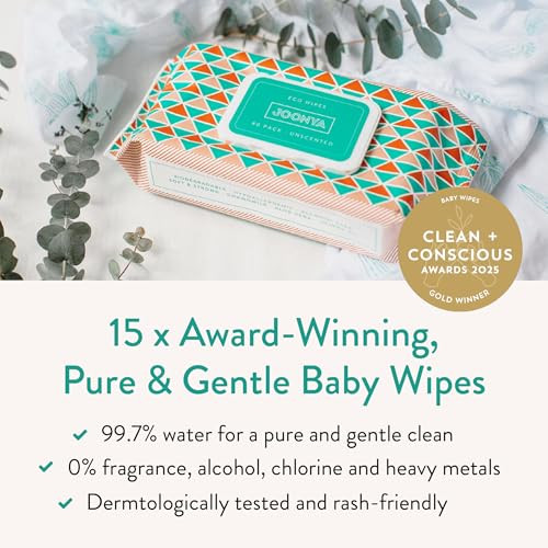 JOONYA Unscented Baby Wipes PlantBased FragranceFree Diaper Wipes Hypoallergenic NonToxic Compostable Biodegradable Wet