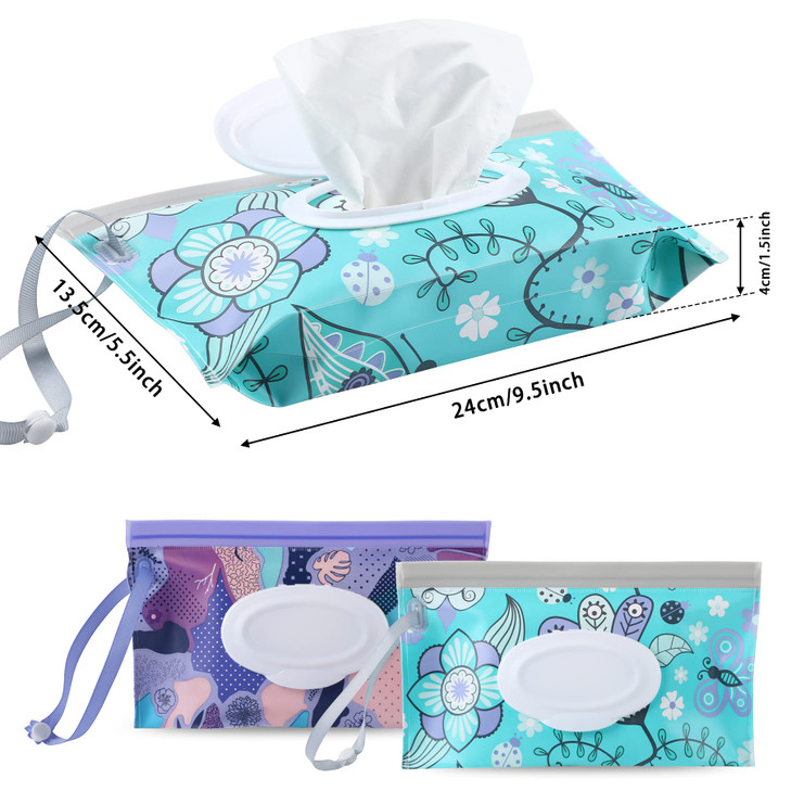 FEBSNOW 2 Pack Baby Wipe Dispenser Reusable Portable Wipe Holder Baby Wipes Container Travel Baby Wipes Refillable Wet W