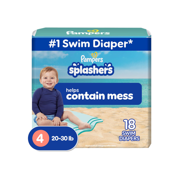 Pampers Swim Diapers Splashers Size 4 18 Count GapFree Disposable Baby Swimming Pants