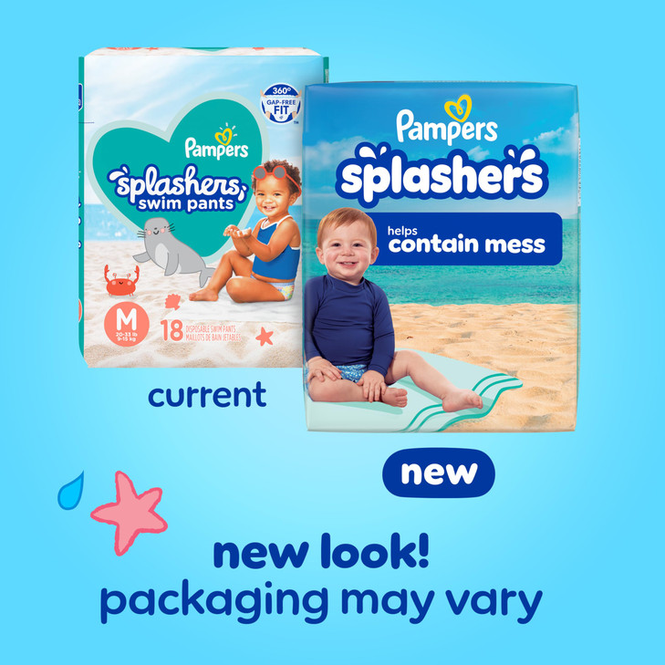 Pampers Swim Diapers Splashers Size 4 18 Count GapFree Disposable Baby Swimming Pants