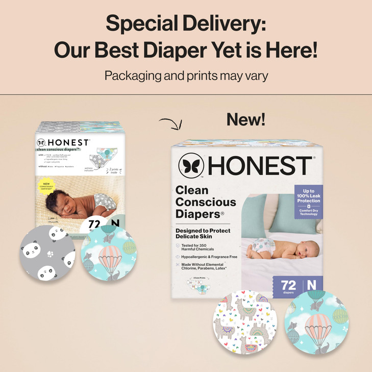 The Honest Company Comfort Dry Disposable Diapers for Sensitive Skin Hypoallergenic Above It All All The Alpacas Club Bo