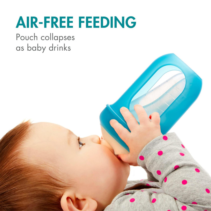 Boon Nursh Reusable Silicone Pouch Baby Bottles Slow Flow Nipple Silicone Baby Bottle Pouch and Nipple Baby Feeding Esse