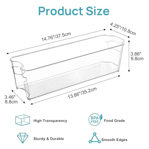 Vtopmart Breastmilk Storage Container 4PCS Set Clear Freezer and Fridge Organizer Bins Plastic Storage Bins for Breast M