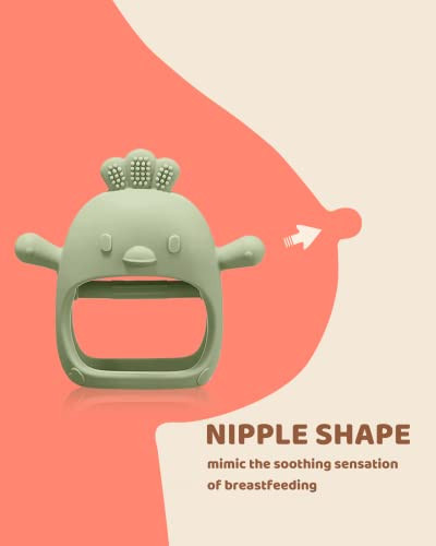 2 Pack Baby Teething Toy Silicone Teething Mitten for Babies Over 3 Months Anti Dropping Wrist Hand Teethers Baby Chew T