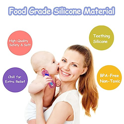 ROBBEAR Baby Teething Toys Food Grade Silicone Teether for Babies 3 6 12 18 Months TV Remote Shape Toddlers Chew Toys Fr