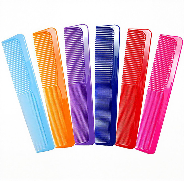 LUXXII 6 Pack - 9" Large Dressing Hair Dresser Combs Colorful Styling Essentials Coarse/Fine Barber Comb Hair Combs SET