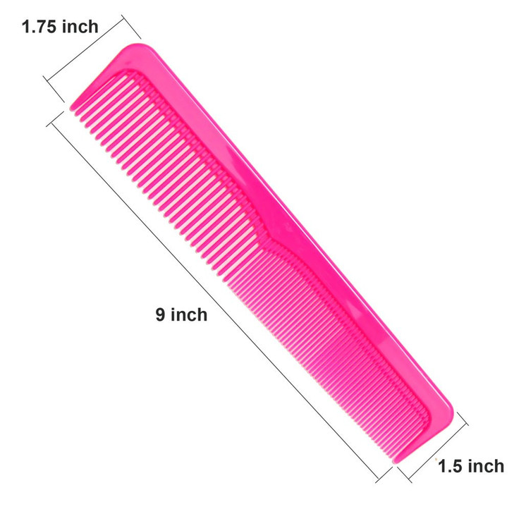 LUXXII 6 Pack - 9" Large Dressing Hair Dresser Combs Colorful Styling Essentials Coarse/Fine Barber Comb Hair Combs SET