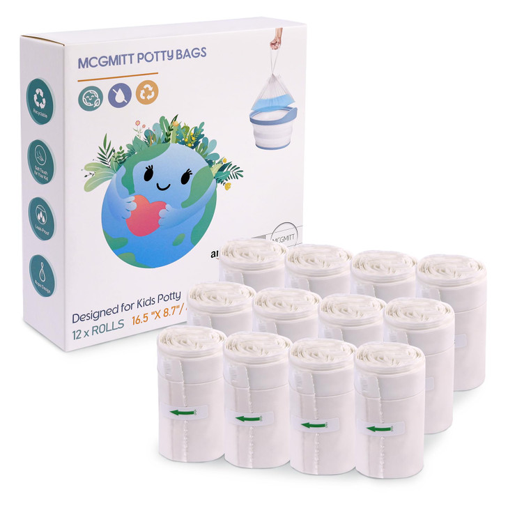 MCGMITT Potty Bags for Portable Toilet 120 PCS LeakProof Potty Liners with Drawstring Disposable Soft Toilet Bags Fit Mo
