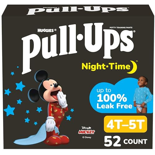 PullUps Boys NightTime Potty Training Pants Size 4T5T Overnight Training Underwear 3850 lbs 52 Ct