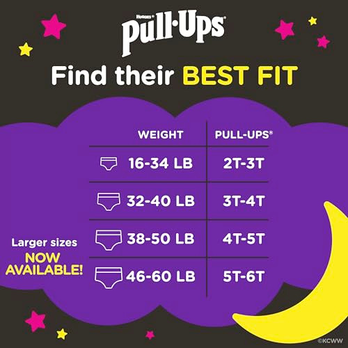 PullUps Girls NightTime Potty Training Pants Size 4T5T Overnight Training Underwear 3850 lbs 52 Ct