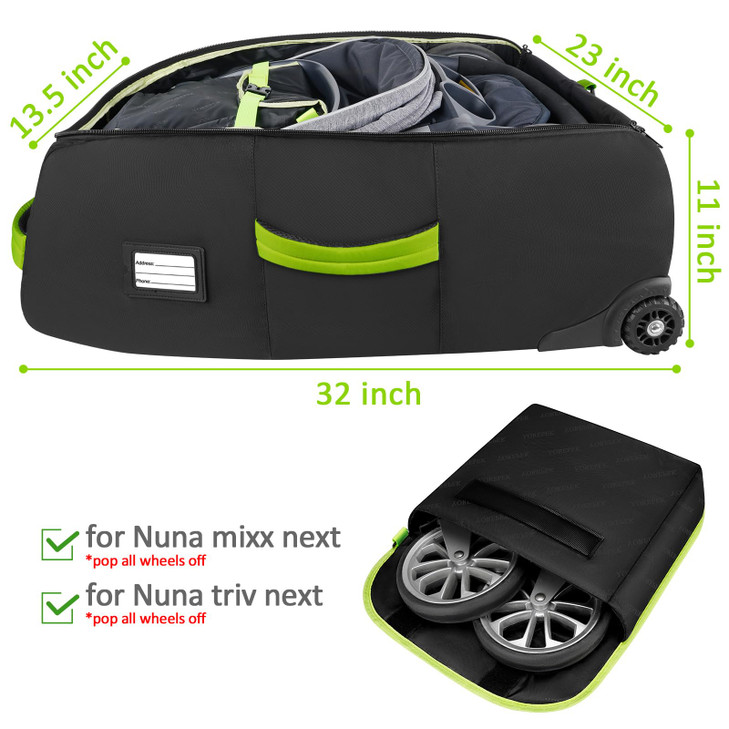 YOREPEK Padded Stroller Travel Bag with Wheels for Airplane Fits Nuna Mixx NextTriv NextRemove All Wheels with a Separat