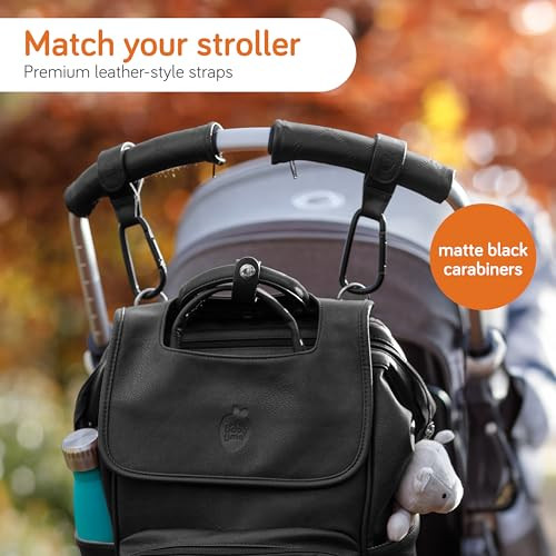 Baby Uma Stroller Hooks for Bags 2 Pack FauxLeather Stroller Clips and Hooks Universal 11 lb Weight Capacity per Carabin