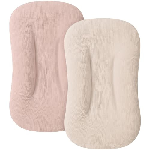MairMore Muslin Baby Lounger Cover for Newborn Infant 100 Cotton Soft and Breathable Lounger Slipcover for Baby Girls an