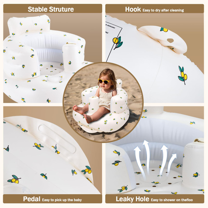 Inflatable Baby Chair AirSwim Baby Inflatable Seat for Babies 3 Months and Up Summer Inflatable Baby Seat for Sitting Up