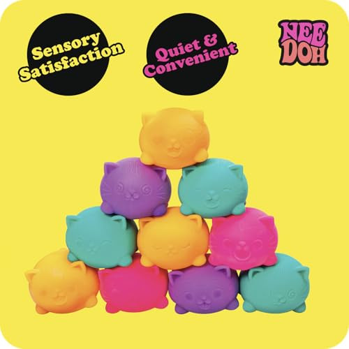 Schylling NeeDoh Teenie Cool Cat Sensory Squeeze Toy Contains 3 Mini Groovy Globs 15 Wide Color May Vary Pack of 1