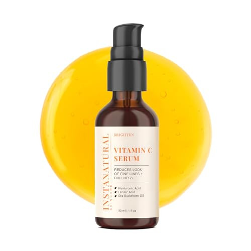 InstaNatural Vitamin C Face Serum Brightens Hydrates and Reduces Signs of Aging with Vitamin C Hyaluronic and Ferulic Ac