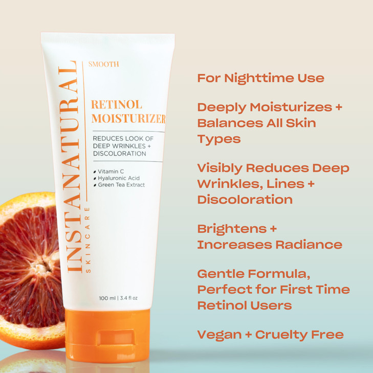 InstaNatural Retinol Moisturizer Nighttime Face Moisturizing Cream Brightens and Reduces Signs of Aging Wrinkles Lines a