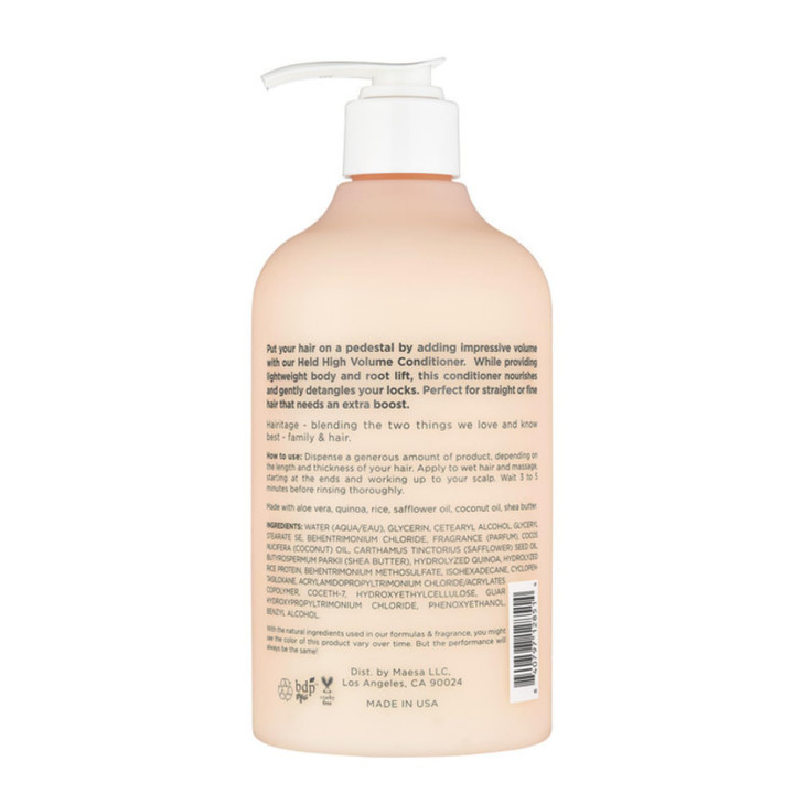 Hairitage Held High Hydrating Volume Conditioner 13 oz Nourishes and gently detangles dry fine hair with Jojoba Oil For
