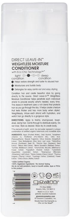 GIOVANNI Direct Leave In Weightless Moisture Conditioner CoWash Great for Curls Wavy Hair Wash Go Salon Quality No Parab