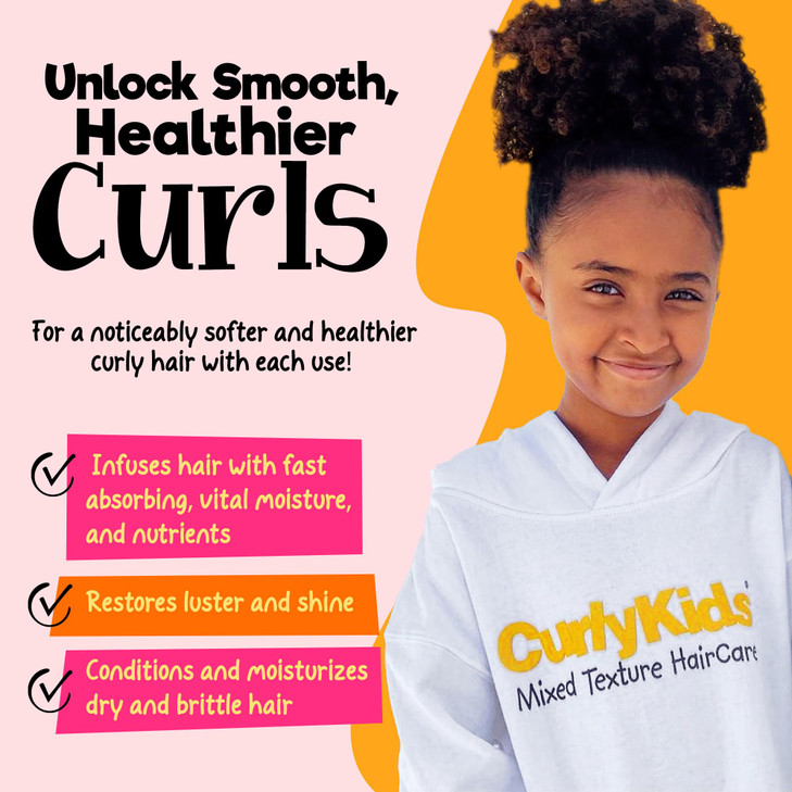 CurlyKids Hair Detangler Conditioner for Kids Kinky Wavy Curly Hair Sulfate Paraben Free Hair Care Formula 8oz