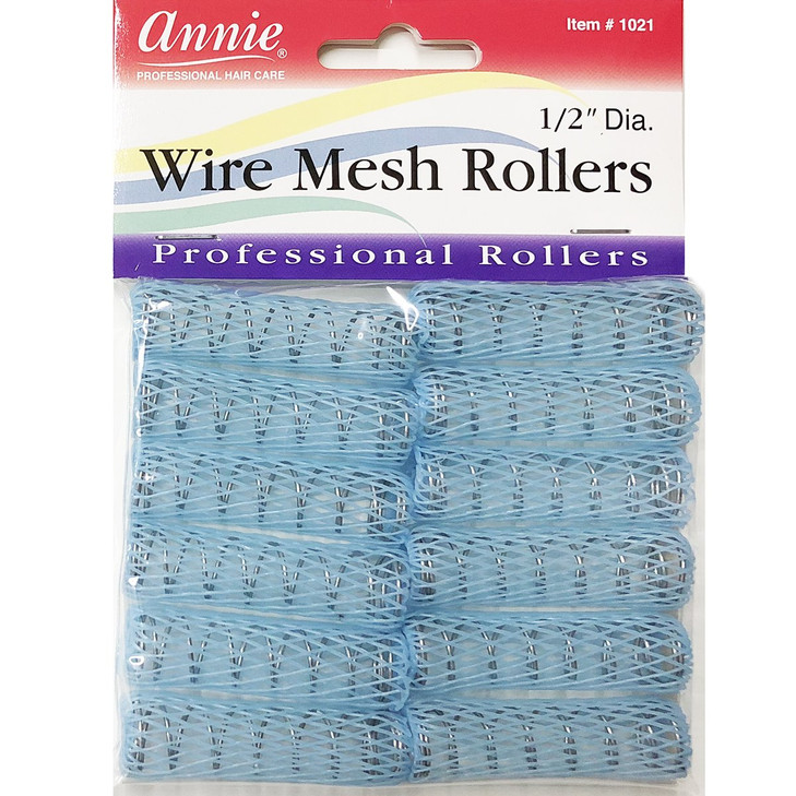 Annie Wire Mesh Rollers #1021, 12 Count Blue X-Small 1/2 Inch (2 Pack)