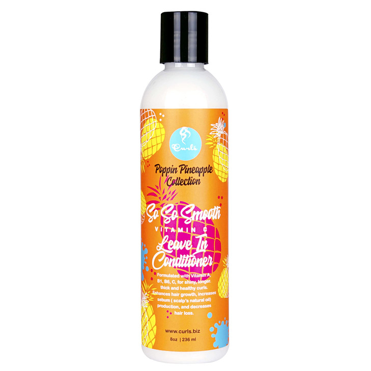 Curls Poppin Pineapple So So Smooth Vitamin C Leave In Conditioner Conditions Softens Hair For Wavy Curly and Coily Hair