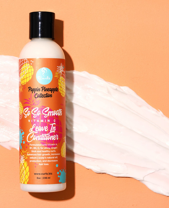 Curls Poppin Pineapple So So Smooth Vitamin C Leave In Conditioner Conditions Softens Hair For Wavy Curly and Coily Hair