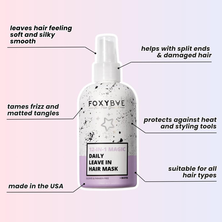 FoxyBae Hair Mask for Dry Damaged Hair and Growth Overnight Hair Mask Treatment with Biotin Shea Moisture 8 Oz Leavein C
