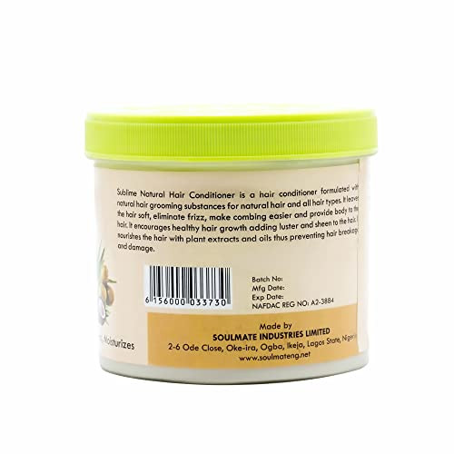 SOUL MATE Sublime Natural Intense Conditioner 115oz Detangler with Aloe Vera Peppermint Olive Oil For Damaged Weak Hair