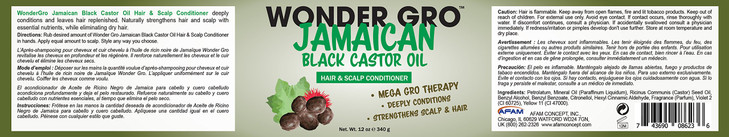 Jamaican Black Castor Oil Hair Grease Styling Conditioner, 12 fl oz - Great for Strengthening - Mega Hair Growth Therapy by Wonder Gro