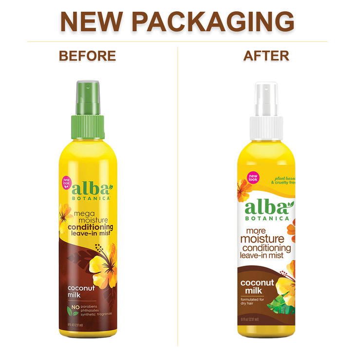 Alba Botanica Mega Moisture Conditioning LeaveIn Mist Coconut Milk 8 Oz Packaging May Vary
