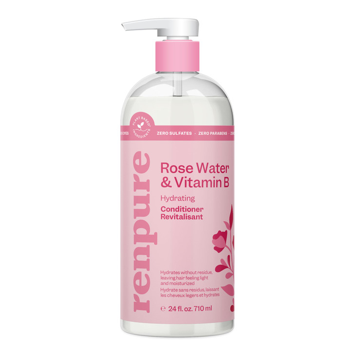 Renpure Rose Water Conditioner 710ml Plant Based Beauty Soothes Scalp Hydrates Hair Nourishes Free of Chemicals For Wome